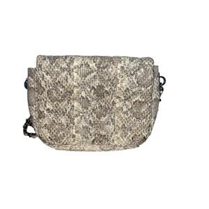 Inge Christopher Genuine Snakeskin Quilted Crossbody Bag Gunmetal Chain Luxury